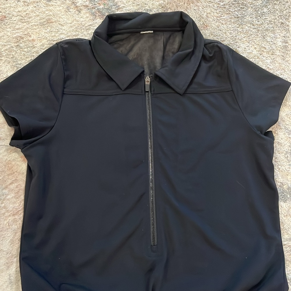 Fabletics - Black Zip-front Romper with mesh top - Picture 4 of 9